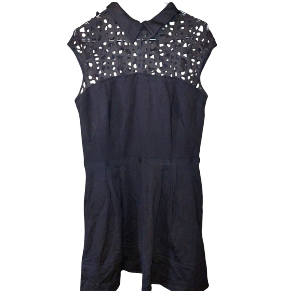 Lauren Ralph Lauren black dress cap sleeves cutouts across the neckline